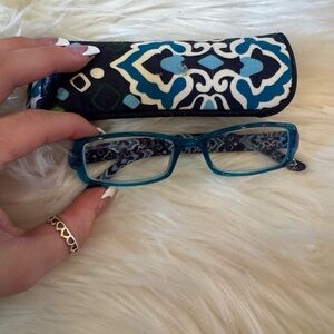 Vera Bradley Ink Blue Reading Glasses w/ Case